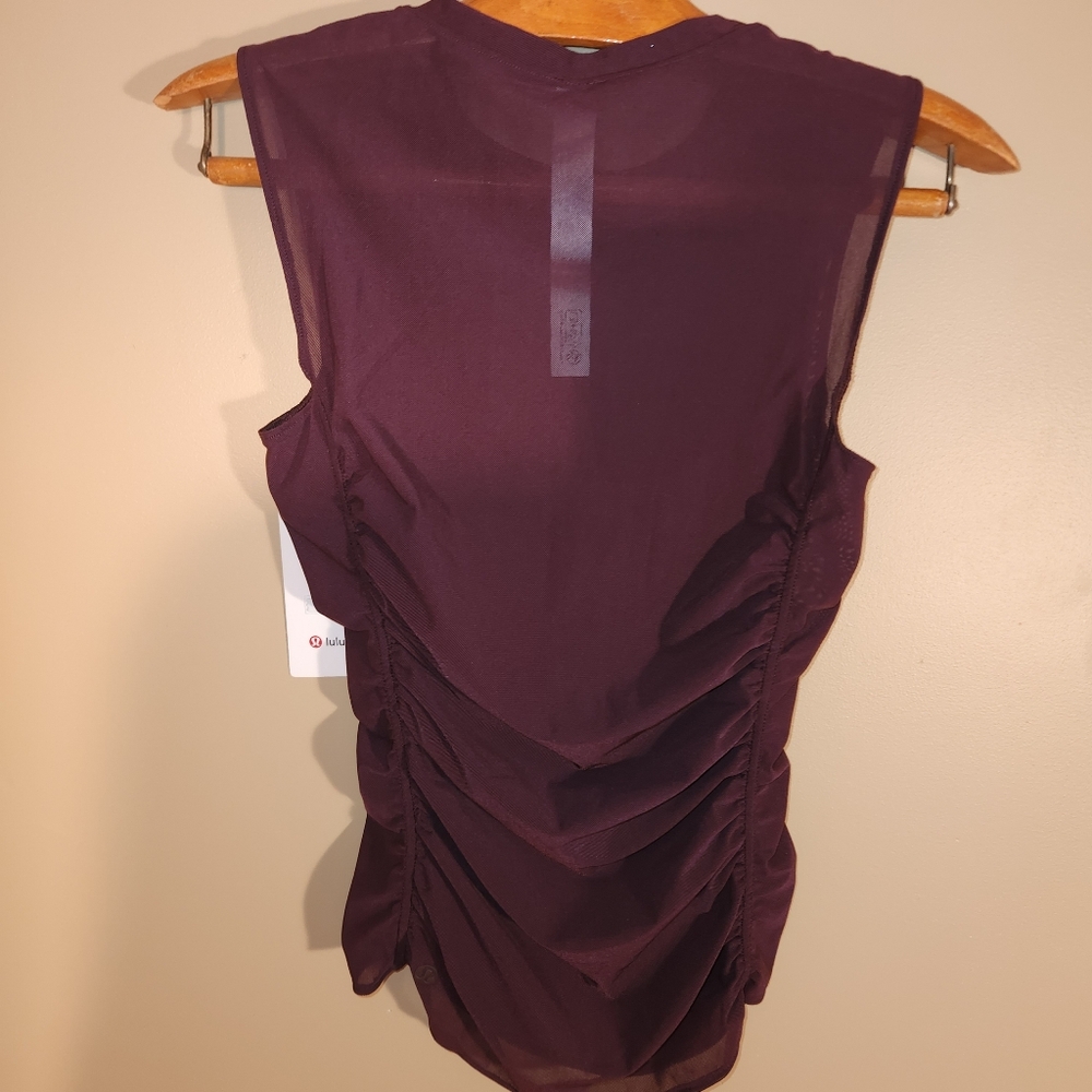 lululemon Mesh Ruched Tank in Burgundy Plum. Size S. NWT. #W1FW8S